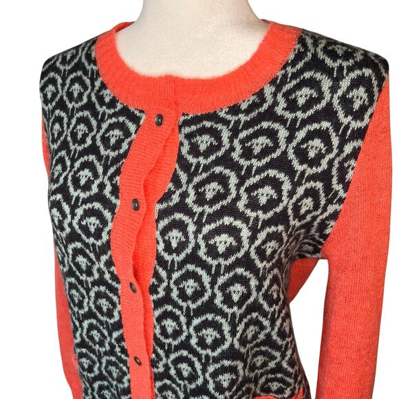 Woolrich Sheep Motif Mohair Wool Button Front Cardigan Sweater Cottagecore Small - Picture 2 of 6